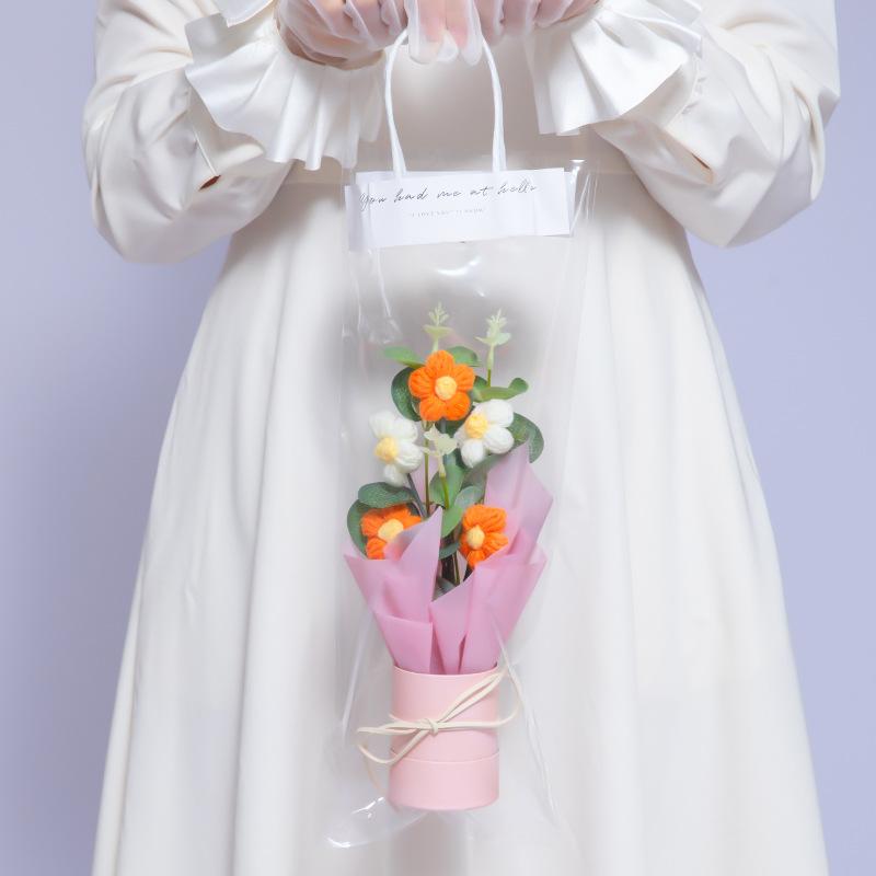 New Cute Bouquet Finished Product Crochet Ornaments Hand Knitted Flower Crochet Flower Bouquet