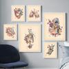 Nordic Canvas Painting Print Wall Art Picture Living Room Decor Human Anatomy Medical Color Flowers Butterfly Nostalgic Poster