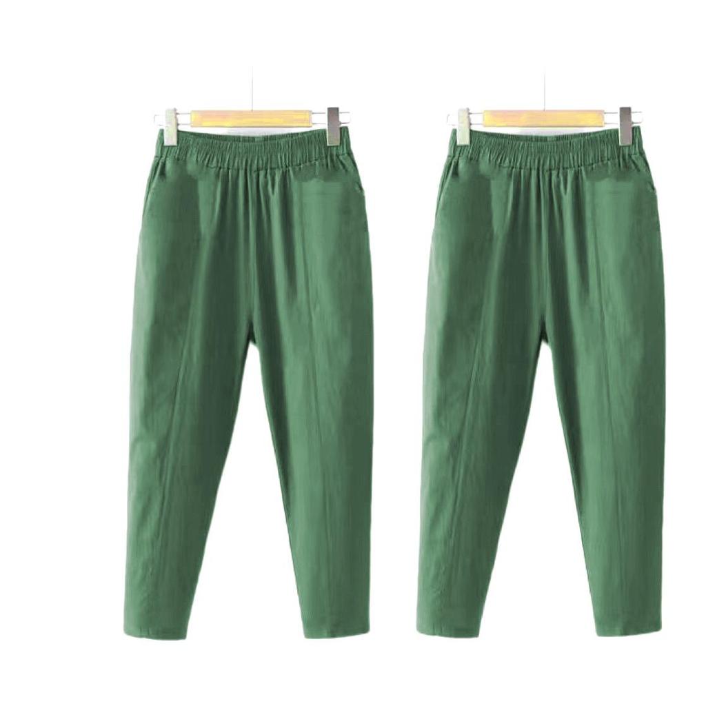 Однотонные хлопково-льняные брюки прямого кроя, свободные, длиной до щиколотки, для лета – больших размеров, тонкий стиль, для женщин среднего и пожилого возраста