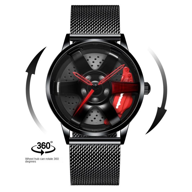 SVJ Genuine TE37 Wheel Hub Watch Трехмерный полый поворотный стол Стол для модификации автомобиля Водонепроницаемые светящиеся гидравлические мужские часы