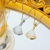 Diamond-inlaid Cat's Eye Stone Skirt Necklace for Women Light Luxury Fan-shaped Versatile Collarbone Chain