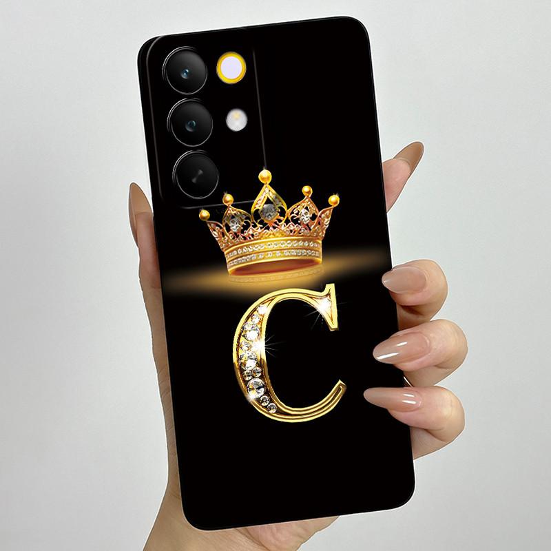 Для Realme C85 Pro 2025 Чехол для телефона с короной и начальной буквой для пары RealmeC85 Pro 4G RMX5555 Мягкий силиконовый TPU Защитный чехол для объектива