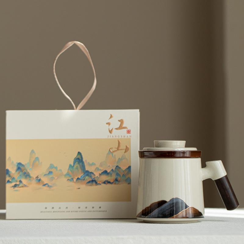 Modern simple personal creative teacup with lid with filter mug office meeting large capacity water mug mug