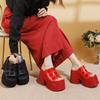 Fashionable Super High Heels Outdoor Slippers Genuine Leather Thick Soled Lightweight Women's Sandals