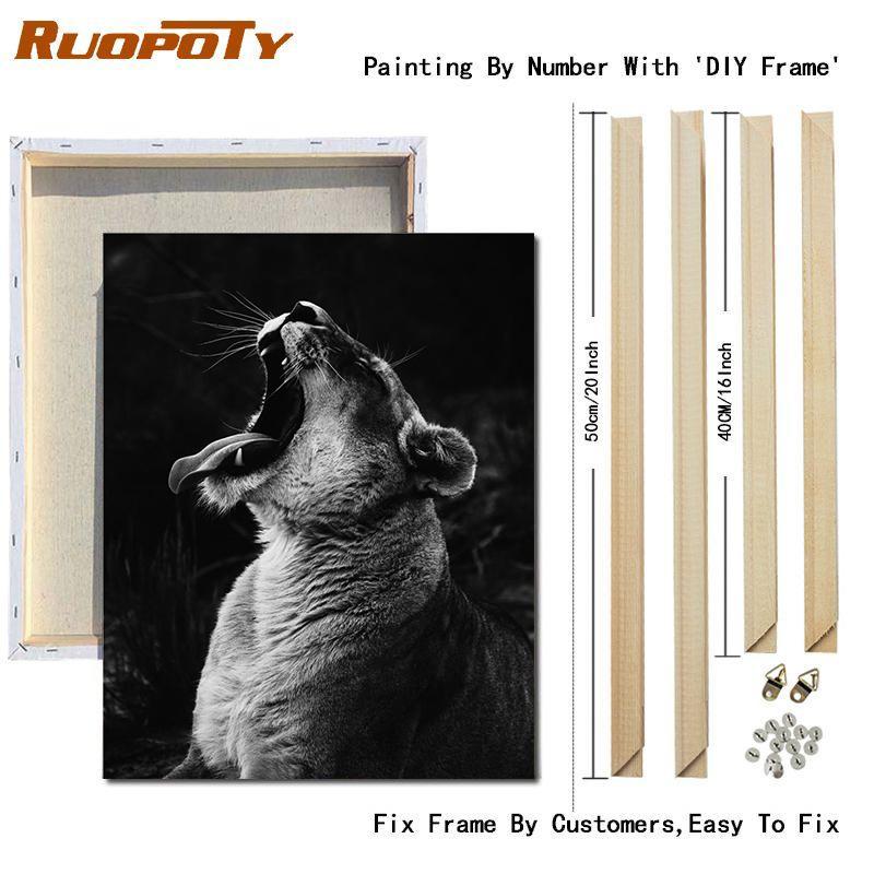 RUOPOTY Картина по номерам Слон, акрил на холсте, уникальный подарок, картина по номерам, лев, животное, украшение для дома