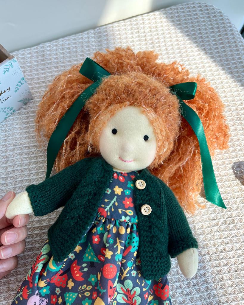 Кукла Вальдорф БлиссфулПикси Ручной работы Ханне Мягкая Девочка Плюшевая Идеально для Детей - 12" Игрушка,
