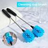 1pc Long Handle Cleaning Brush for Wine Glasses, Bottles & Teapots Kitchen Tool with Blue Scrubbing Head, for Deep Cleaning Cups & Narrow Spaces