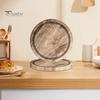 10Pcs Round Wood Grain Paper Tray Food Grade Paper Dinner Plates Decorative Picnic Party Tableware Decoration