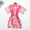 Sleeping Robe Cranes Printed Imitation Silk Single Robe Wedding Bridesmaid Morning Robe Home Increase Robe Fashion Temperament Elegant