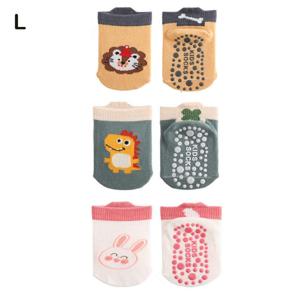 3 Pairs/Set Cartoon Animal Pattern Floor Socks Breathable Kids Step Socks Kids Cotton Socks