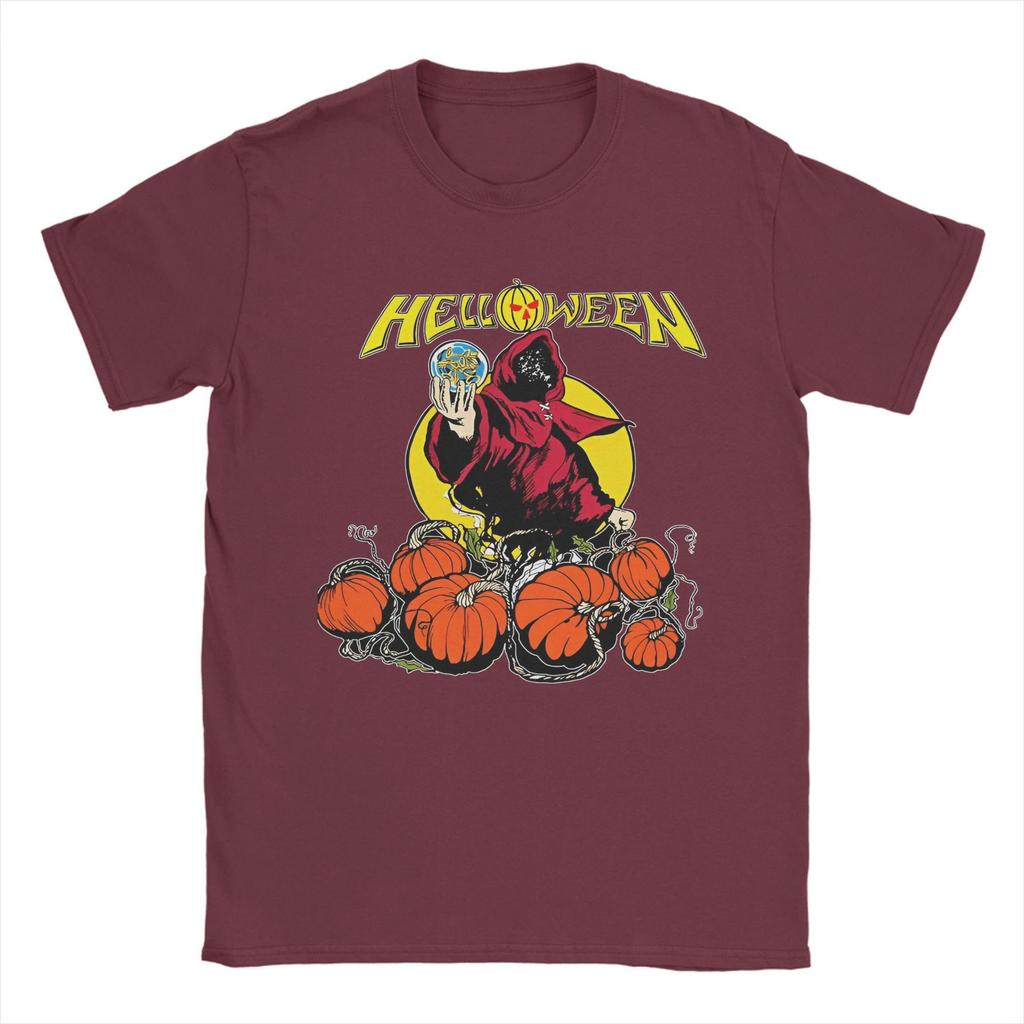 Футболка с изображением группы Heavy Metal Helloween, мужская хлопковая винтажная футболка с круглым вырезом, немецкая футболка Power Rock с коротким рукавом, одежда больших размеров