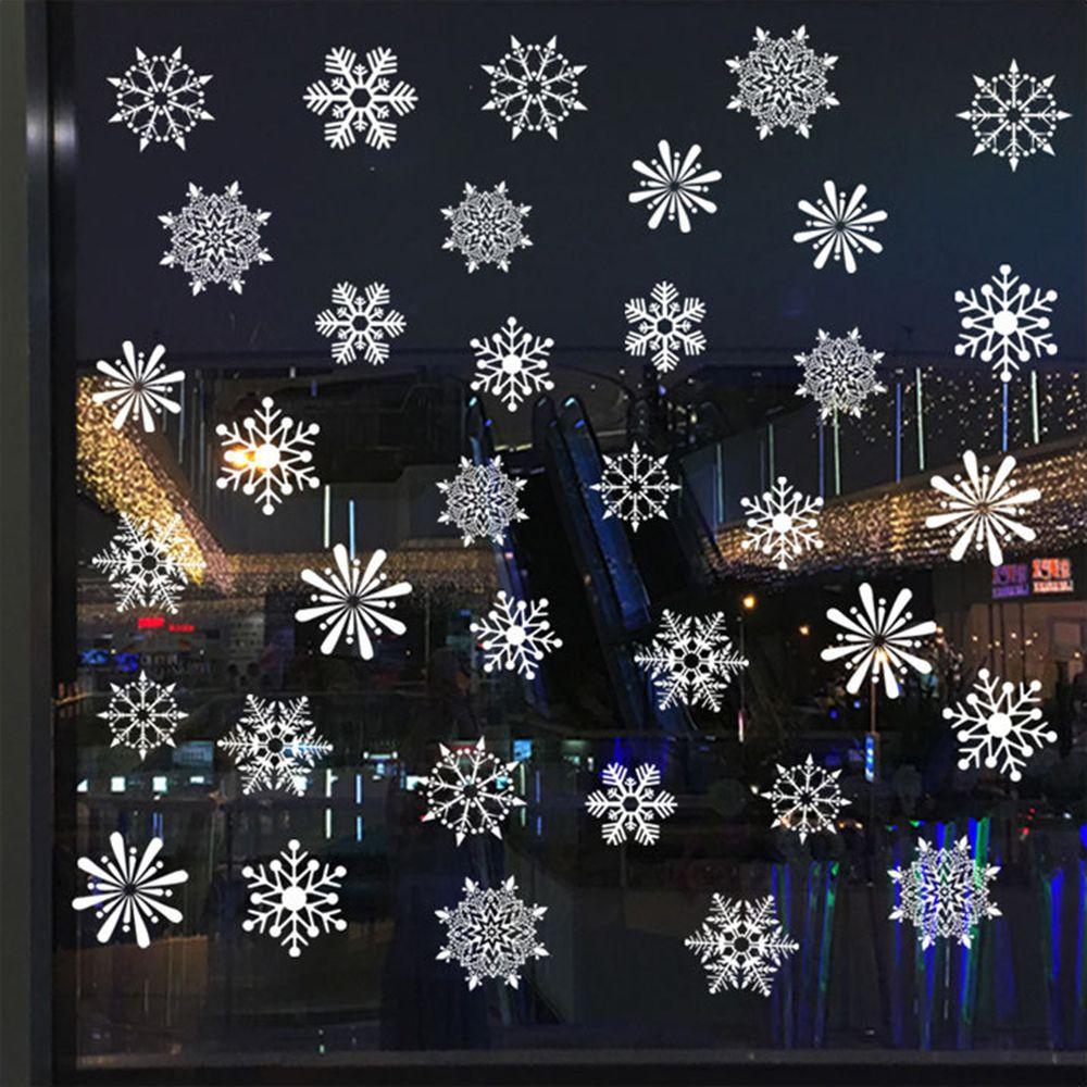 1 Set Vinyl Ornament Christmas Wall Art Wall Stickers Snow Flakes Decals Shopwindow Decor