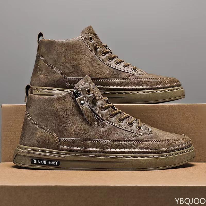 Осень новая модная универсальная мужская обувь ботинки с высоким верхом толстая подошва увеличивающая рост износостойкая повседневная трендовая мужская обувь