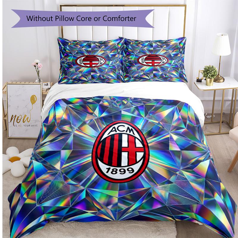 AC Milan Узорный 3-предметный Комплект Постельного Белья Мягкий Приятный к Коже Стирающийся Пододеяльник и Наволочки Комплект Всесезонный Спальня