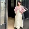 Large size women's clothing sweet small floral suspender skirt summer new waist and meat temperament medium and long skirt 232140