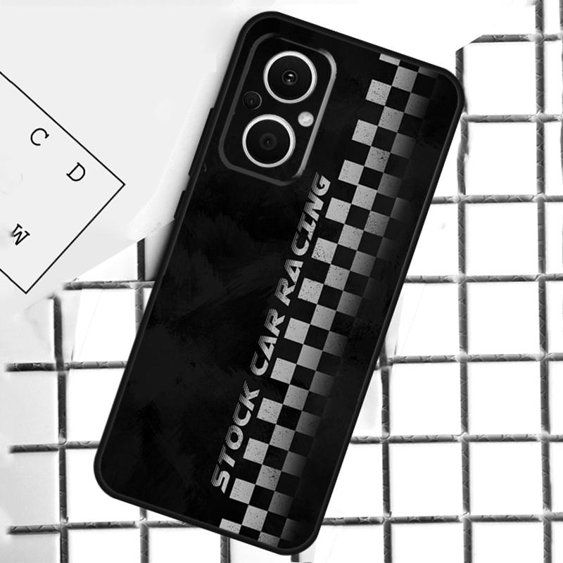 Гонночный автомобиль с клетчатым флагом Для OPPO Reno 14 12 11 10 13 Pro 8T 11F 12F 13F 14F 7 8 Lite OPPO Find X9 X8 X6 X5 Pro Чехол