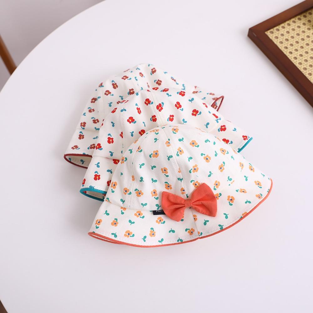 Bowknot Flower Bucket Cap Korean Style Children's Fisherman Hat Baby Shading Hat  Spring/Summer