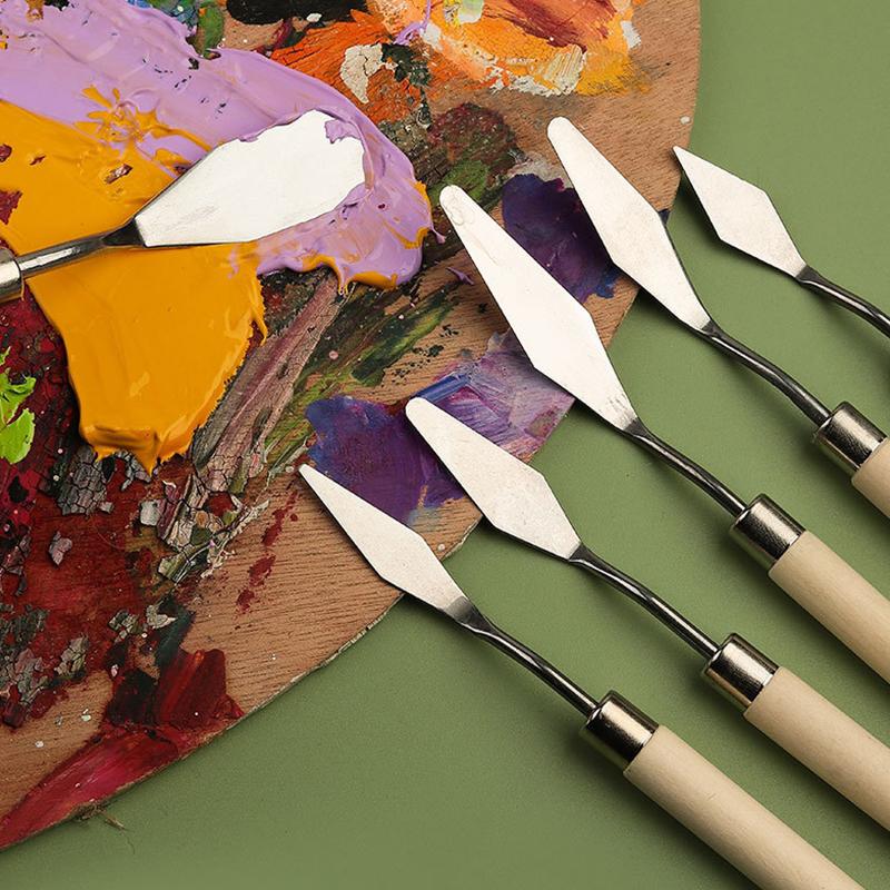 7 шт./набор Ножи для масляной живописи из нержавеющей стали Художественные шпатели Палитровый нож Нож для смешивания масляной краски Скребок Художественные инструменты