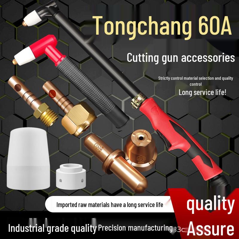 Набор сопел для плазменной резки Tongchang: 60A LGK40/50/60 Аксессуары для горелки – Электрод, Вихревое кольцо, Керамический кожух.