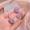 Internet Celebrity Live Broadcast Three-Piece Oval Zircon Luxury Ring Necklace Pendant Earrings Wedding Set