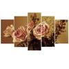 5 Pieces Wall Art Canvas Painting Flesh-colored Rose Flower Poster Modern Living Room Bedroom Home Decoration Modular Pictures No Frame