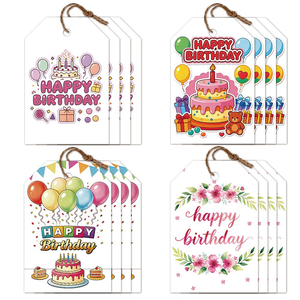 1set 80pcs 4 styles Printed Paper Thank You Gift Tags Rectangle Cake 7.7x5.1cm Hole: 5mm 20pcs/style