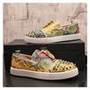 Mens Fashion Spikes Studded Shoes Slip-on Snake Skin Print Rivets Shoe Soft Leather Flats Tassels Loafers Designer Footwear Mans