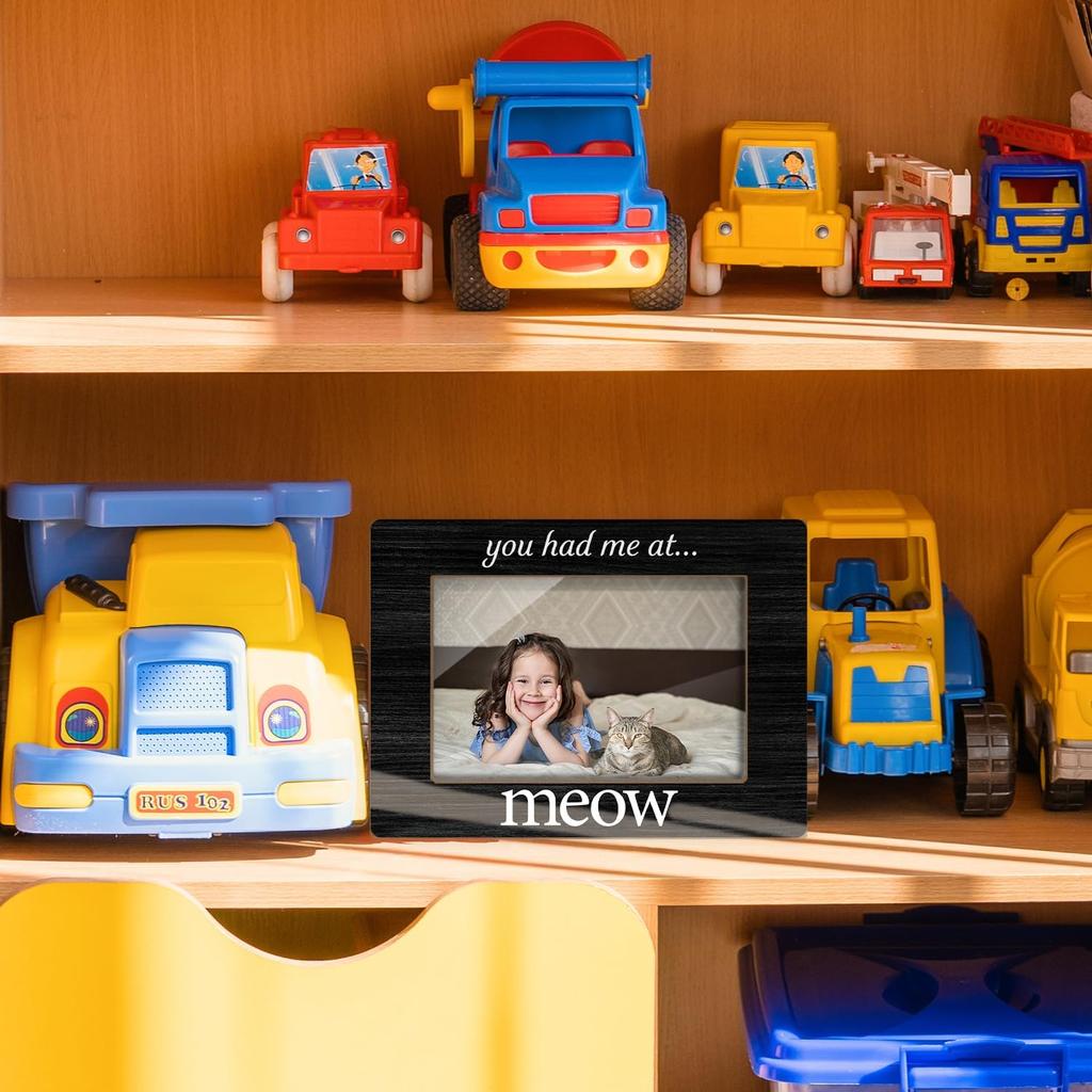 You Had Me At Meow Picture Frames, Cat Picture Frame, Tabletop Photo Frame for Women Friend Wife Cat Lovers Pet Owner, Pet Memorial Keepsake, Home