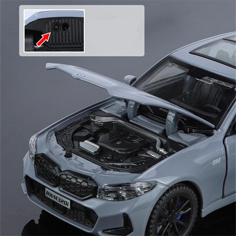 1/32 BMW 320i Coupe Alloy Car Model Diecasts Metal Vehicles Car Model Simulation Sound and Light Collection Childrens Toys Gifts