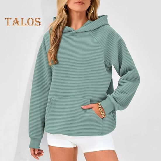 Осень-зима Женская толстовка с капюшоном, свободная, с большим накладным карманом, однотонная, с капюшоном, эластичные манжеты, повседневная одежда, спортивная, на все случаи жизни