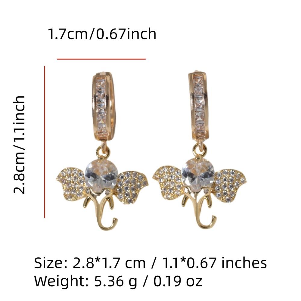 1 пара модных серег-подвесок в виде слонов для женщин, серьги с цирконами, ювелирные украшения, аксессуары для свадебной вечеринки