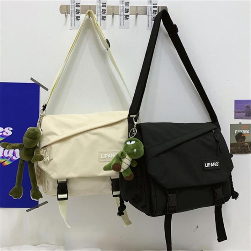 Молодежная мода нейлоновые сумки через плечо для женщин сумки на ремне большая вместимость однотонная холщовая сумка-мессенджер для девочек школьные сумки
