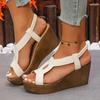 Брендовые женские туфли с эластичной резинкой женские сандалии модные повседневные сандалии больших размеров женские летние сандалии на танкетке с открытым носком