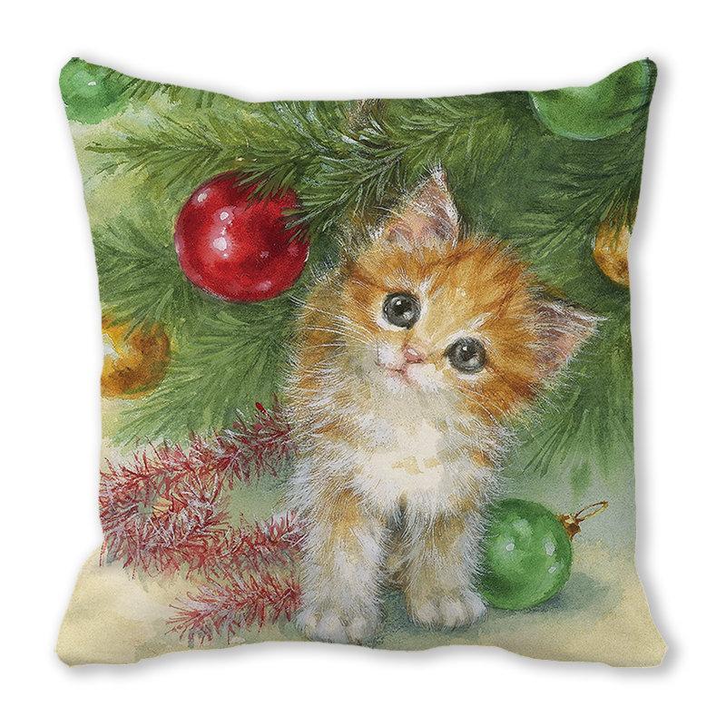 Рождество кошка собака 2022 новый год рождественское украшение подушка наволочка снеговик подарок