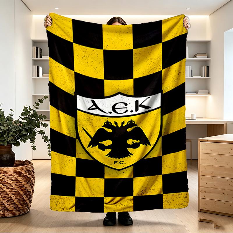AEK Athens FC Print Blanket - Soft & Comfortable, for Bedroom, Travel, Sofa, Home Decoration - Birthday Christmas Gift for Friend