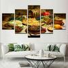 5Pcs Restaurant Kitchen Food Fruit Wine 5 Pieces Canvas Wall Art Picture Home Decor Paintings Poster No Framed Abstract HD Print