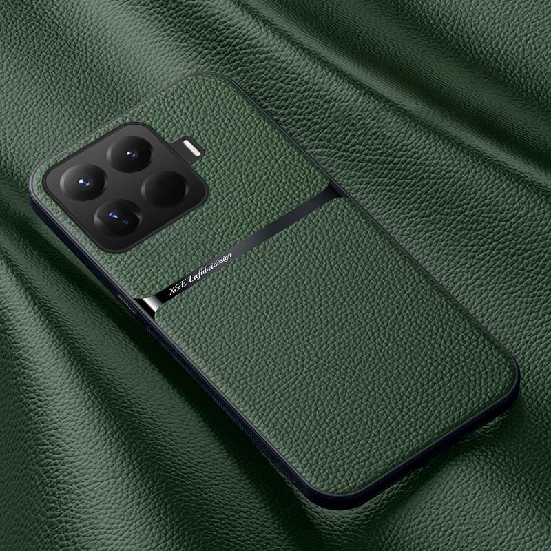 Для Xiaomi 15T / 15T Pro чехол Силиконовая рамка Ударопрочный Магнитный держатель для автомобиля Кожаная с мелкими линиями Защитная от падения задняя крышка Для корпуса телефона Xiaomi 15T Pro