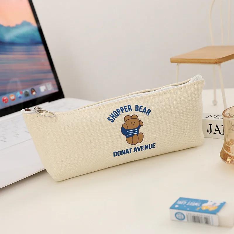 Простой мультяшный значок пенал повседневный милый портативный девушка канцелярские принадлежности ручка сумка для школы принадлежности для макияжа