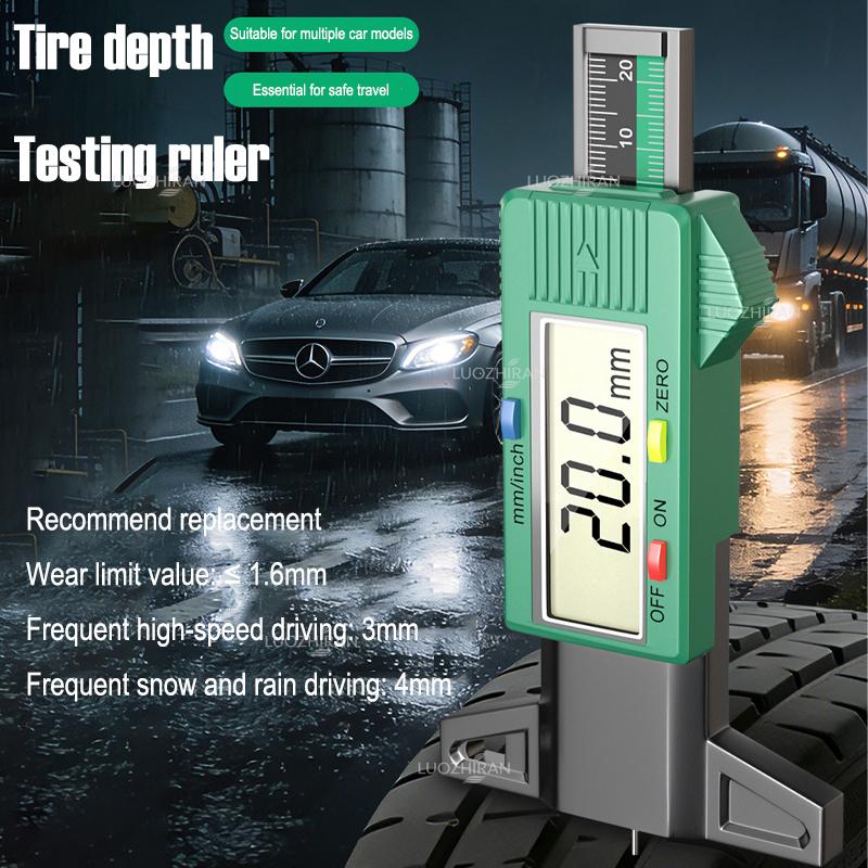 Tire Tread Depth Gauge Digital Display Metric/Inch Tire Wear Measuring Tool for Car Truck Motorcycle Monitoring System Caliper