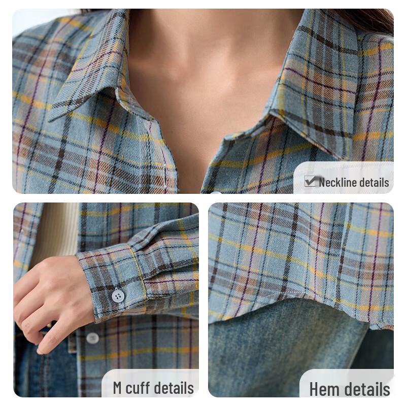Women's Casual Plaid Long-Sleeve Shirt Jacket