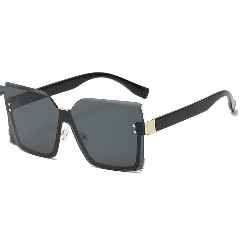 Солнцезащитные очки без оправы с отделкой для мужчин и женщин, квадратные солнцезащитные очки Ocean Gradual Change, большие очки в оправе