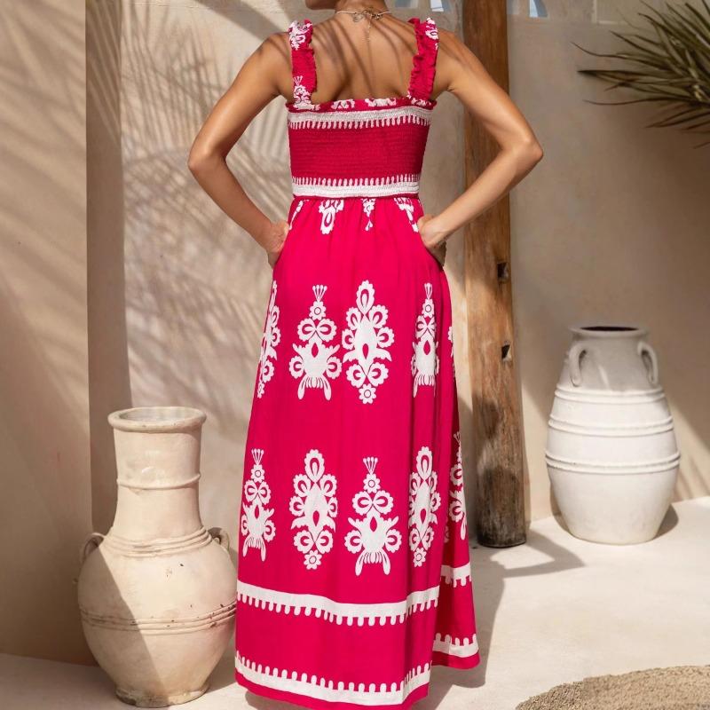 Женское пляжное курортное платье с принтом на шее