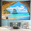Cave Reef Sea View Tapestry Wall Hanging Natural And Minimalist Scenery Bohemian Art Modern Style Home Decor
