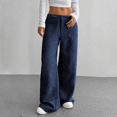 Женские брюки на пуговице и молнии, прямые широкие брюки с карманами, однотонные, свободного кроя, для дома, для повседневной носки