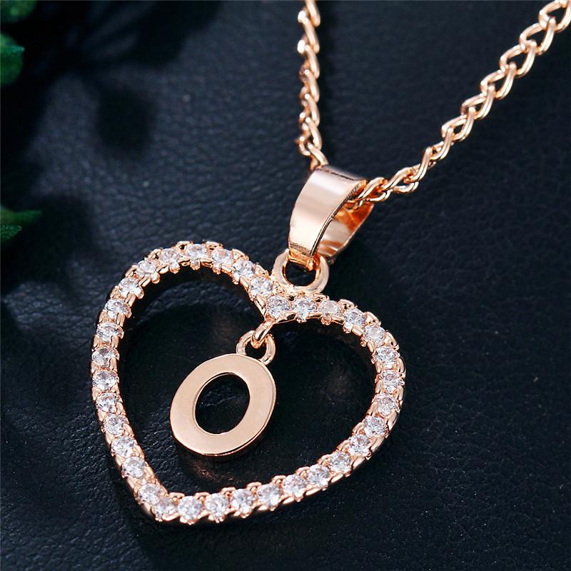 Charming Alphabet Elegant Pendant Initial Letter Simple Exquisite Love Heart Necklace Fashion DIY