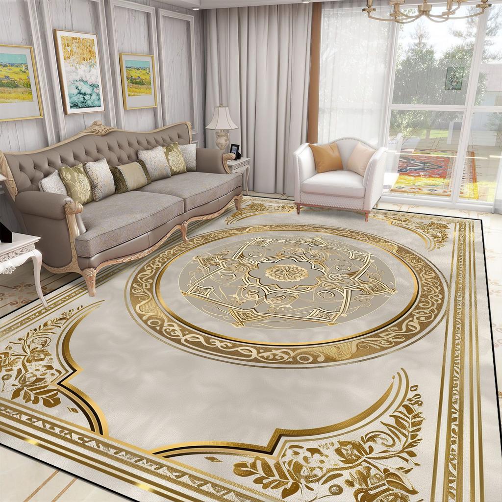 Роскошный Большой Ковер для Гостиной Европейский Стиль Домашнее Украшение Комнаты Золотой Кофейный Столик Коврик Мягкий Моющийся Ковер для Спальни Alfombra