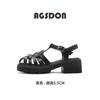 Augustine Roman Sandals Women's 2025 New Summer White Baotou Pig Cage Shoes Retro Woven Hollow Sandals
