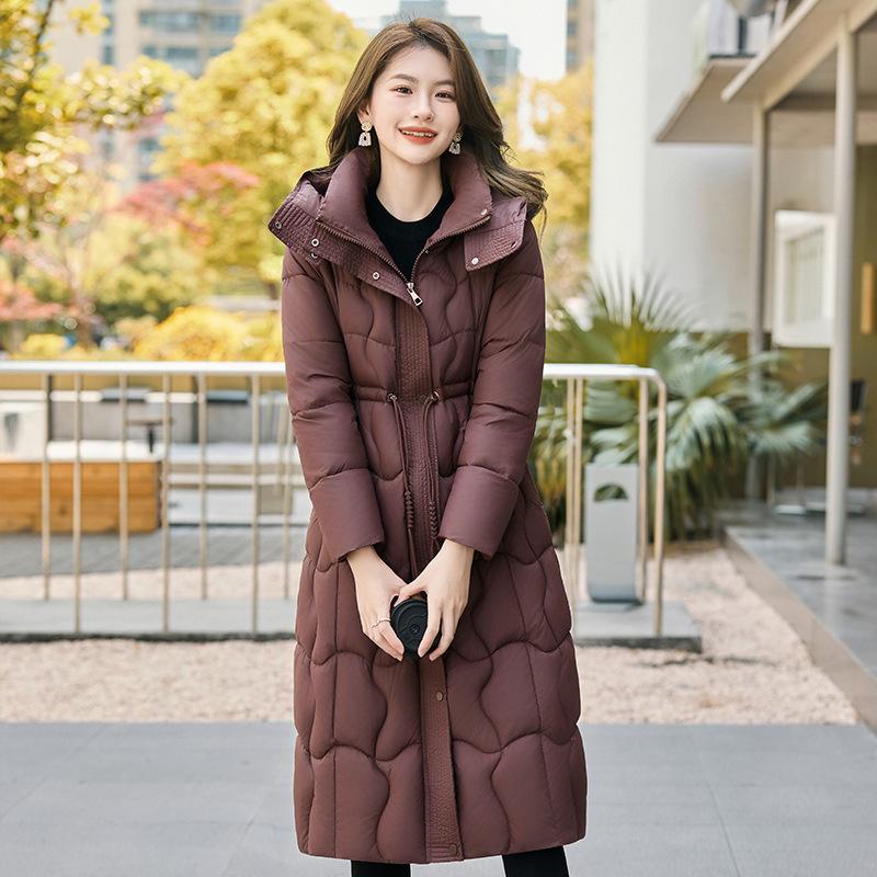 New winter thickened warm fashion down cotton clothes medium and long over the knee waist thin cotton clothes women's coat