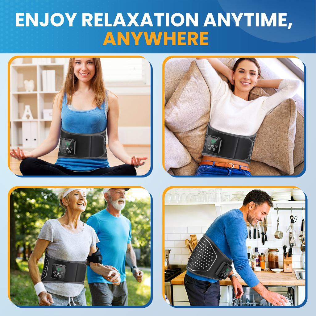 Electric Back Massage Hot Compress Waist Massager with Controller Heating Vibration Airbag Lumbar Support Relaxing Waist