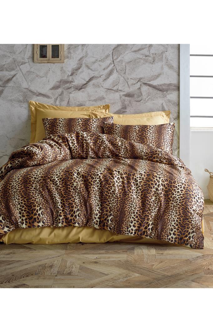 Комплект постельного белья Heri из 4 предметов, пододеяльник, простыня, наволочка, двойной размер, с собственным рисунком, свадьба, ежедневное использование, коричневый